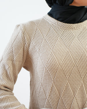 Heavy Rib Knit Maxi Dress Beige C1661