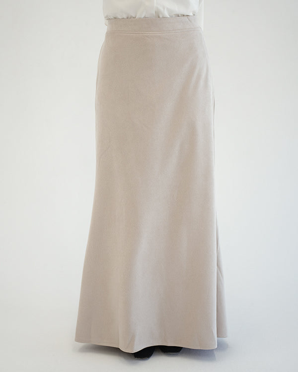 Suede Maxi Skirt Beige C231
