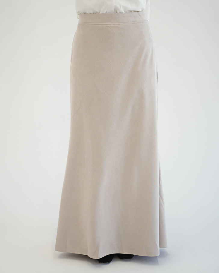 Suede Maxi Skirt Beige C231
