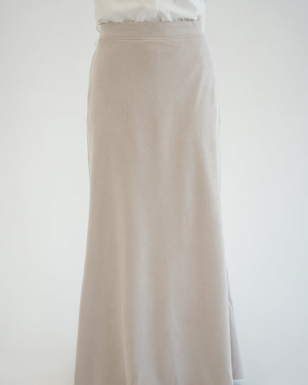 Suede Maxi Skirt Beige C231