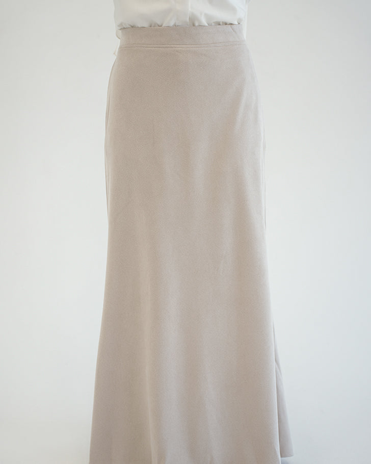 Suede Maxi Skirt Beige C231