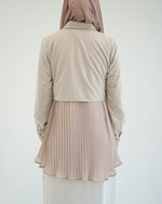 Suede Chemise With Pleated Chiffon Back Beige C234