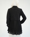 Suede Chemise With Pleated Chiffon Back Black C234