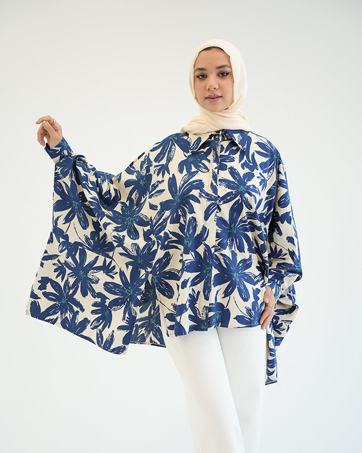 Floral Poplin Chemise Navy C2192