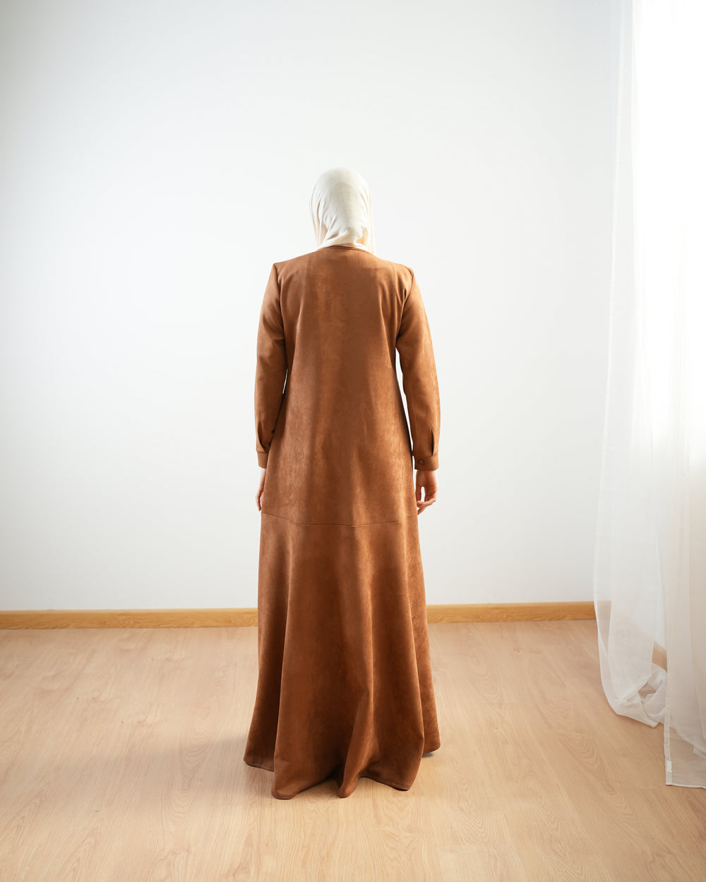 Front Buttoned Suede Dress Rust C86