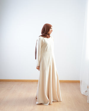 Front Buttoned Suede Dress Cream C86