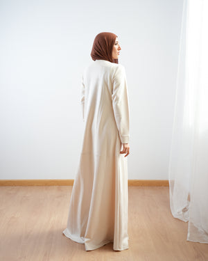 Front Buttoned Suede Dress Cream C86