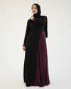 Asymmetrical Pleated Abaya Burgundy C104