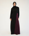 Asymmetrical Pleated Abaya Burgundy C104