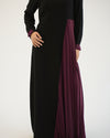 Asymmetrical Pleated Abaya Burgundy C104