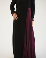 Asymmetrical Pleated Abaya Burgundy C104