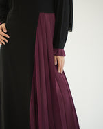 Asymmetrical Pleated Abaya Burgundy C104