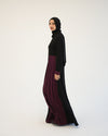 Asymmetrical Pleated Abaya Burgundy C104