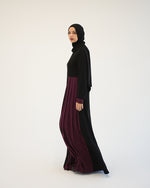 Asymmetrical Pleated Abaya Burgundy C104