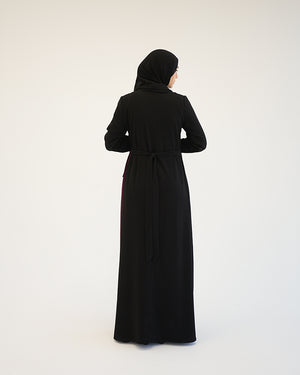 Asymmetrical Pleated Abaya Burgundy C104