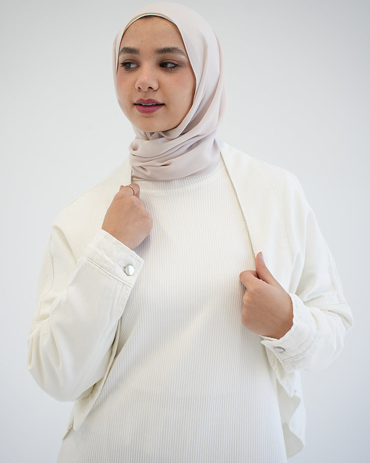 Denim Bolero Jacket White C1600