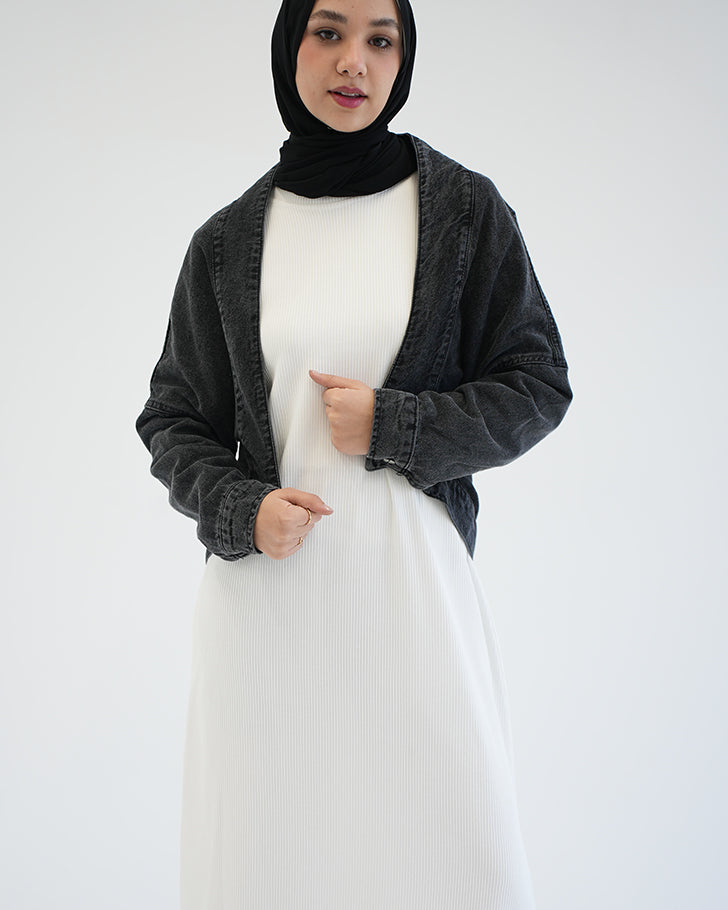 Denim Bolero Jacket Grey C1600