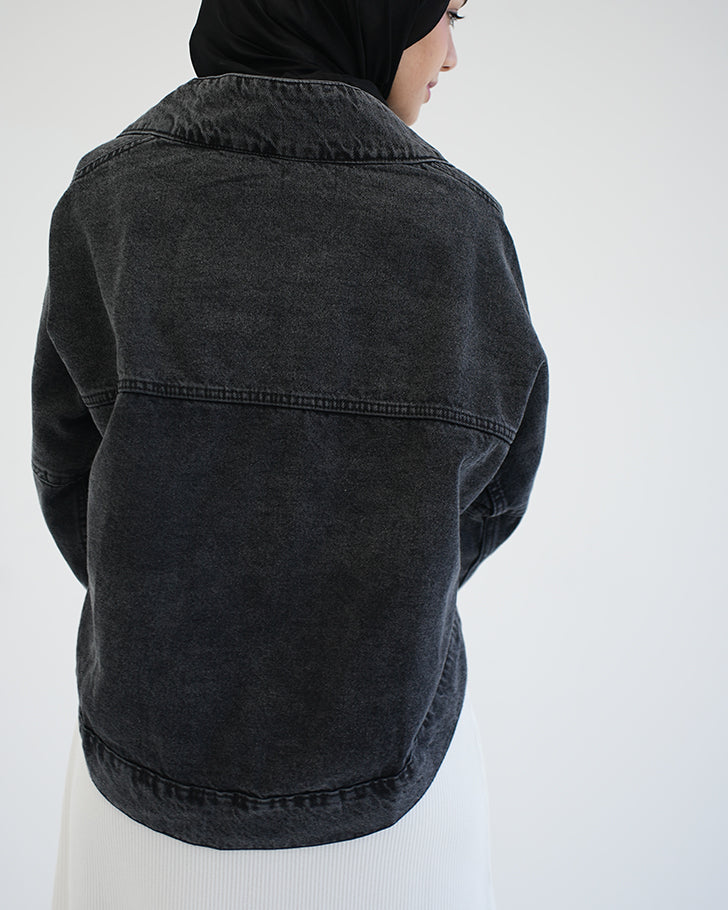 Denim Bolero Jacket Grey C1600