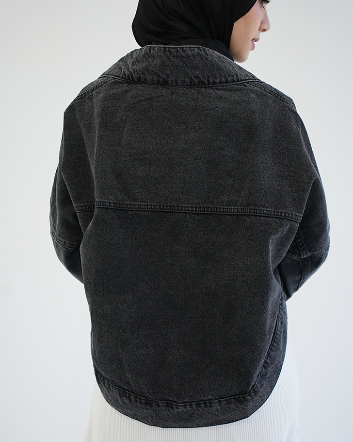 Denim Bolero Jacket Grey C1600