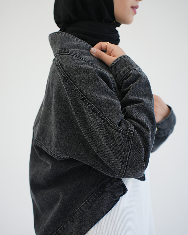 Denim Bolero Jacket Grey C1600