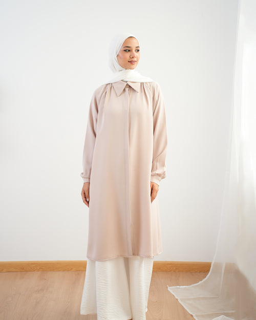Silk Blend Maxi Chemise Beige C252