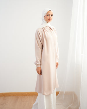 Silk Blend Maxi Chemise Beige C252