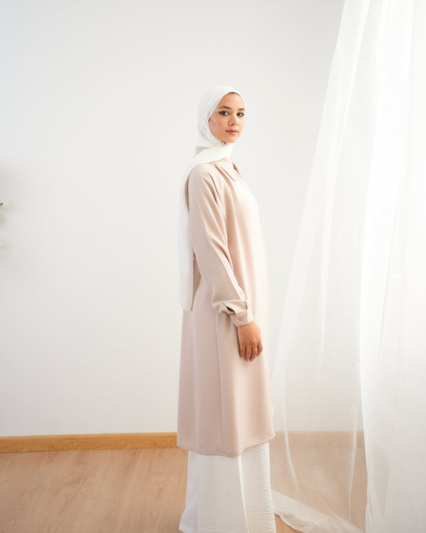 Silk Blend Maxi Chemise Beige C252