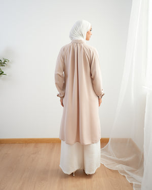 Silk Blend Maxi Chemise Beige C252