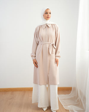 Silk Blend Maxi Chemise Beige C252