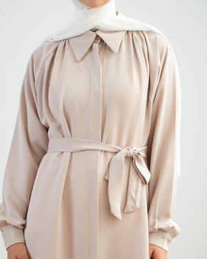 Silk Blend Maxi Chemise Beige C252