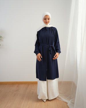 Silk Blend Maxi Chemise Navy C252