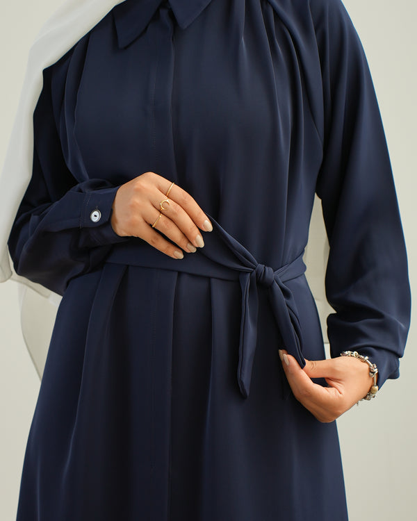 Silk Blend Maxi Chemise Navy C252