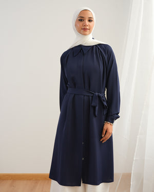 Silk Blend Maxi Chemise Navy C252