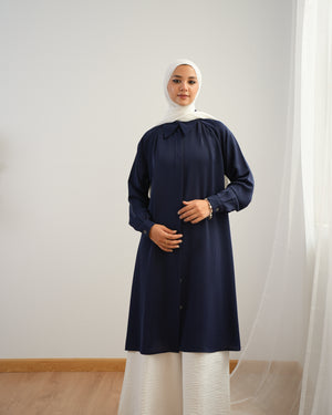 Silk Blend Maxi Chemise Navy C252