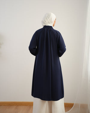 Silk Blend Maxi Chemise Navy C252