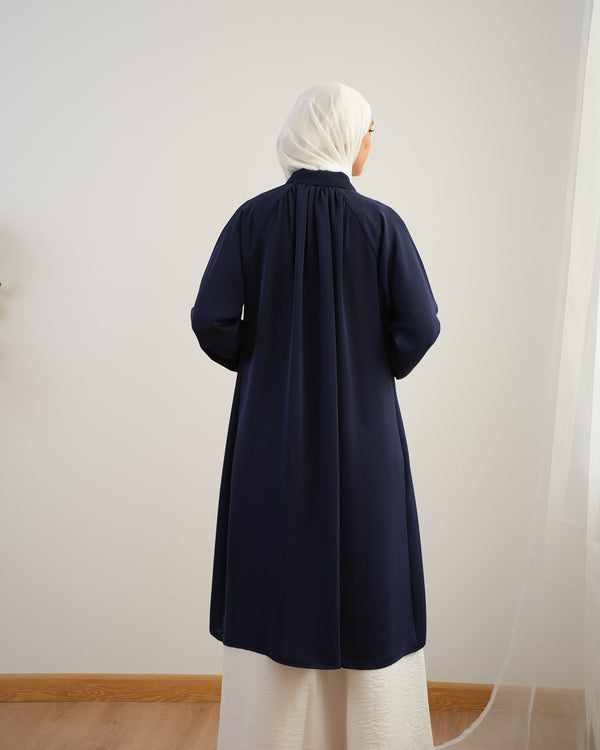 Silk Blend Maxi Chemise Navy C252