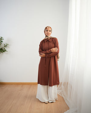 Silk Blend Maxi Chemise Rust C252