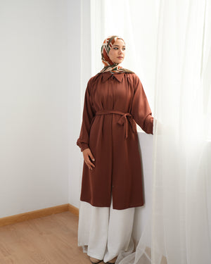 Silk Blend Maxi Chemise Rust C252