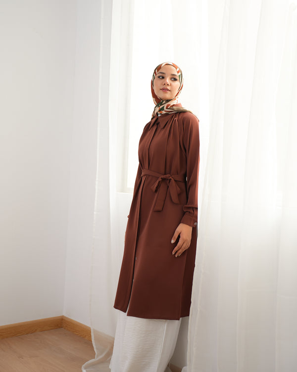 Silk Blend Maxi Chemise Rust C252