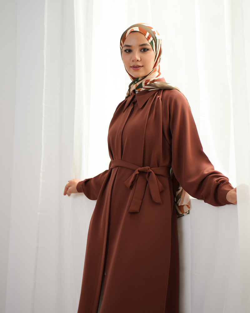 Silk Blend Maxi Chemise Rust C252