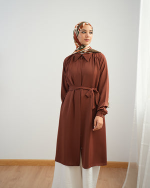 Silk Blend Maxi Chemise Rust C252