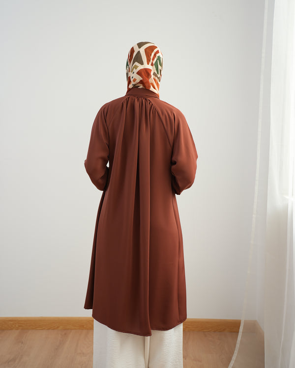 Silk Blend Maxi Chemise Rust C252