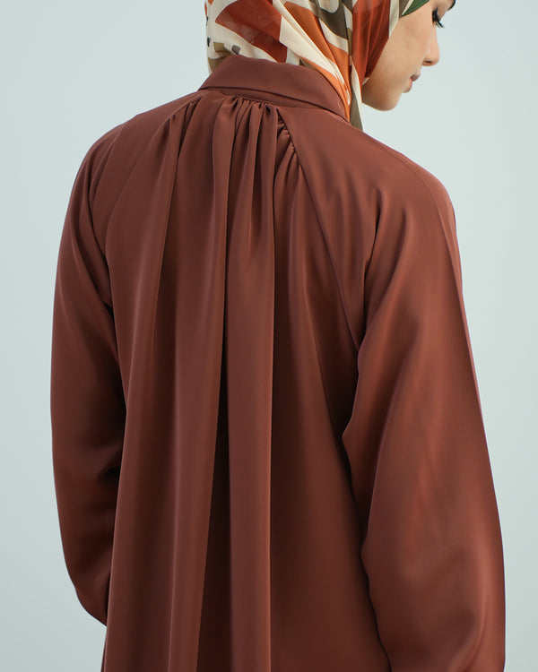 Silk Blend Maxi Chemise Rust C252