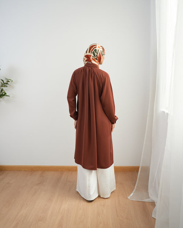 Silk Blend Maxi Chemise Rust C252