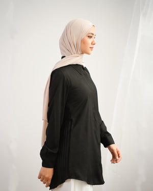 Back Pleated Chemise Black C2341