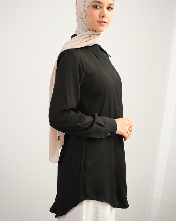 Back Pleated Chemise Black C2341