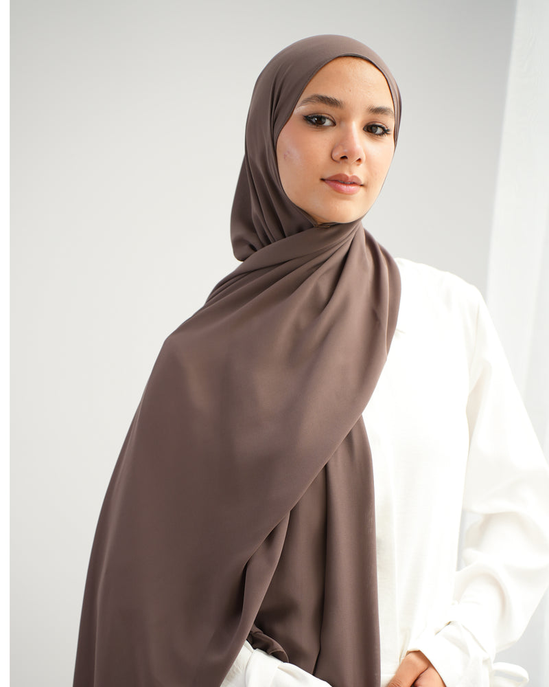Soft Cotton Chiffon Scarf Ash Brown