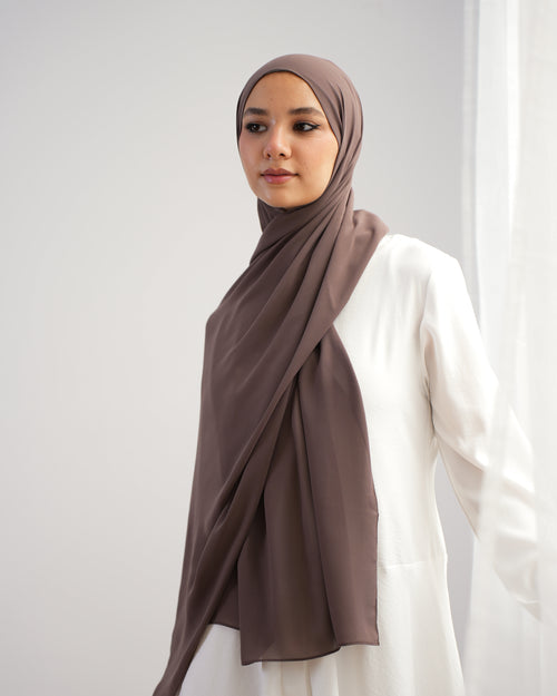 Soft Cotton Chiffon Scarf Ash Brown
