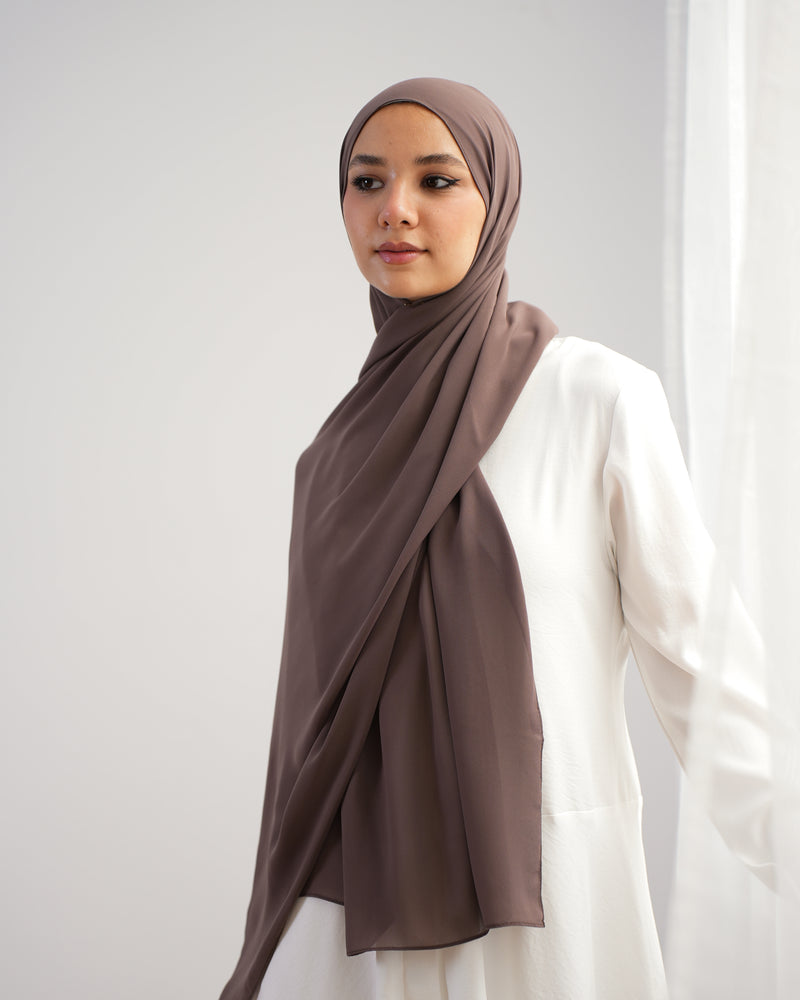 Soft Cotton Chiffon Scarf Ash Brown