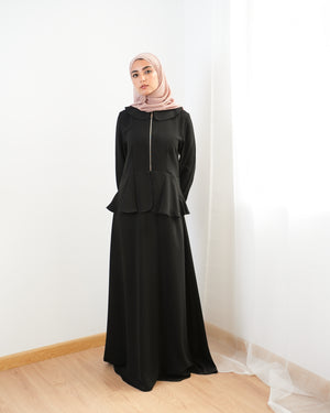Zipper Peplum Abaya C22